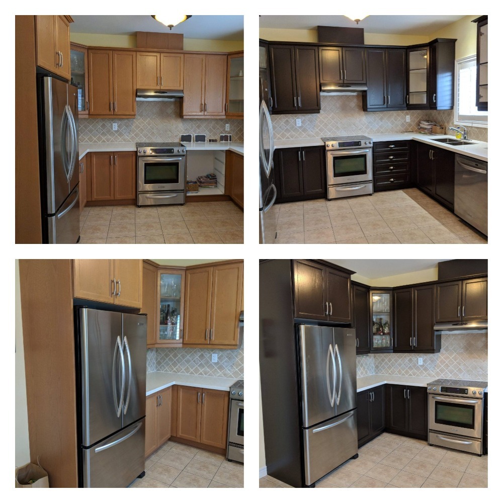 painted black kitchen cabinets before and after